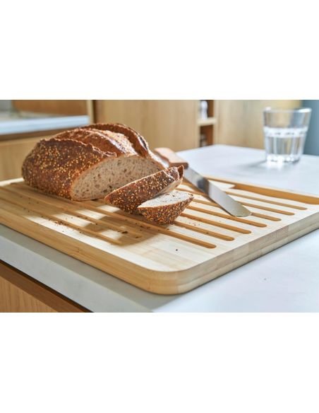 Tabla de bambú con cuchillo para pan