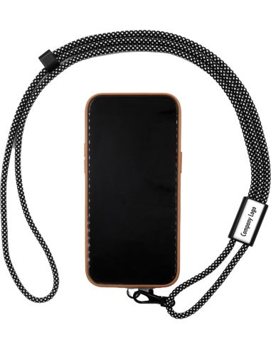 Lanyard móvil RPET aluminio poliéster GRS OEKO-TEX