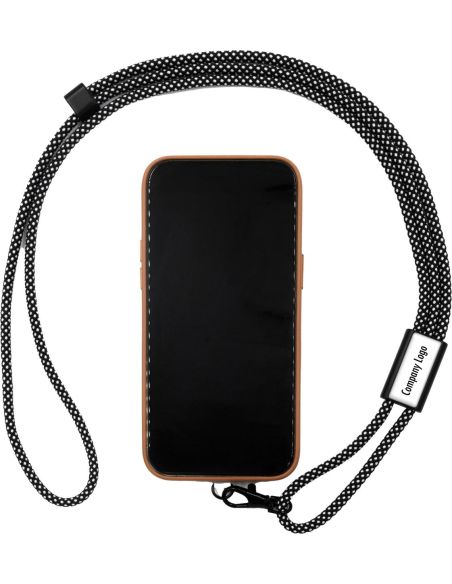 Lanyard móvil RPET aluminio poliéster GRS OEKO-TEX