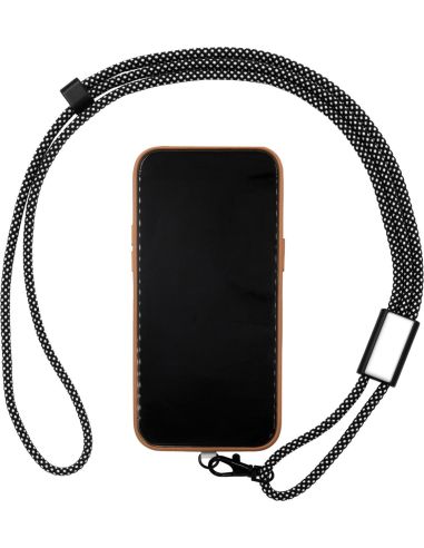 Lanyard móvil RPET aluminio poliéster GRS OEKO-TEX