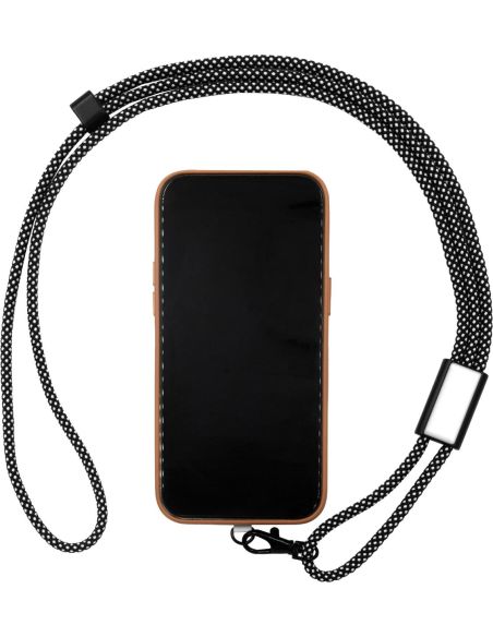 Lanyard móvil RPET aluminio poliéster GRS OEKO-TEX