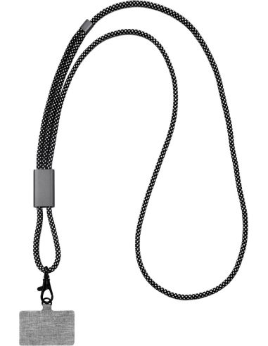 Lanyard móvil RPET aluminio poliéster GRS OEKO-TEX