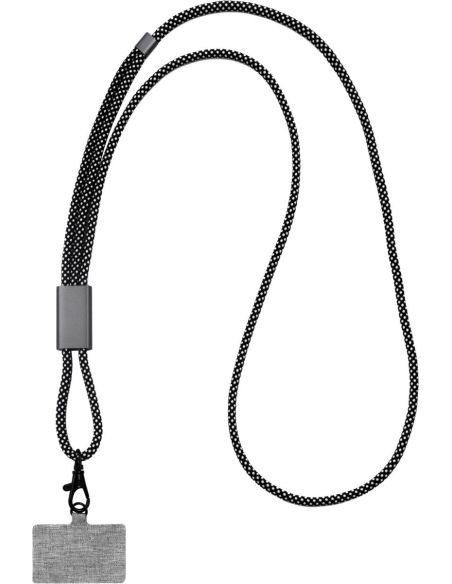 Lanyard móvil RPET aluminio poliéster GRS OEKO-TEX