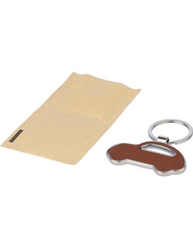 Llavero de cuero reciclado en funda de cartón