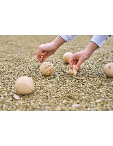 Juego petanca madera 6 bolas 7 cm bolsa algodón