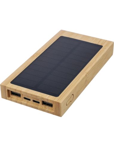 Batería externa solar bambú 10000 mAh Qi 5W
