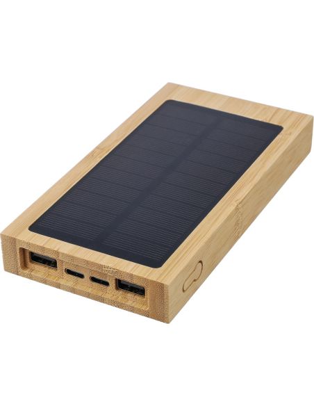 Batería externa solar bambú 10000 mAh Qi 5W