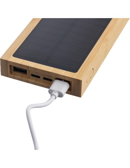 Batería externa solar bambú 10000 mAh Qi 5W
