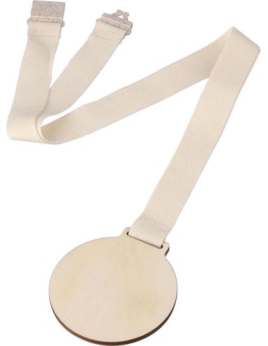 Medalla madera tilo 7 cm con cordón algodón