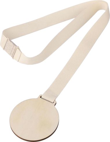 Medalla madera tilo 7 cm con cordón algodón