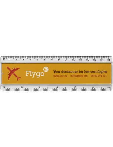 Regla de plástico de 15 cm con inserto de papel Ecológica Personalizada 6210538