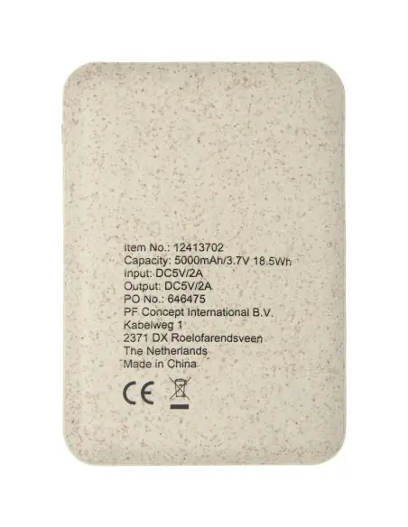 Batería externa de 5000 mAh de paja de trigo Ecológica Personalizada 6124137