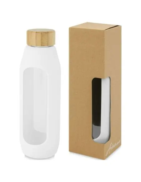 Botella de vidrio borosilicato con agarre de silicona de 600 ml Ecológica Personalizada 6100666