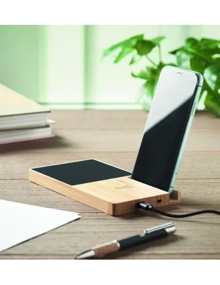 Cargador inalámbrico de bambú Ecológico Personalizado 7MO2154
