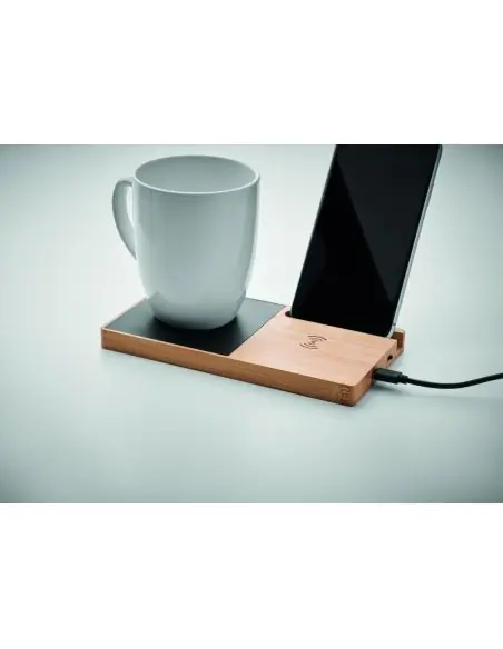 Cargador inalámbrico de bambú Ecológico Personalizado 7MO2154