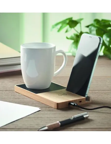 Cargador inalámbrico de bambú Ecológico Personalizado 7MO2154