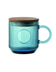 Taza de vidrio acanalado 300ml Ecológica Personalizada...