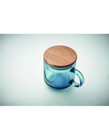 Taza de vidrio acanalado 300ml Ecológica Personalizada 7MO2752