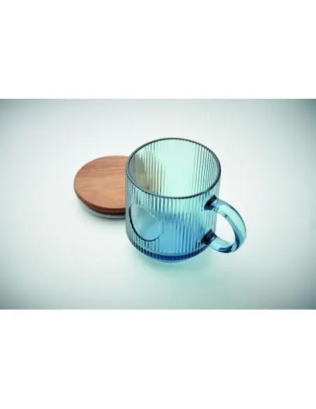 Taza de vidrio acanalado 300ml Ecológica Personalizada 7MO2752