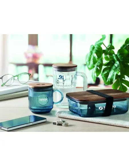 Taza de vidrio acanalado 300ml Ecológica Personalizada 7MO2752