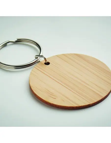 Llavero redondo de bambú Ecológico Personalizado 7MO6977
