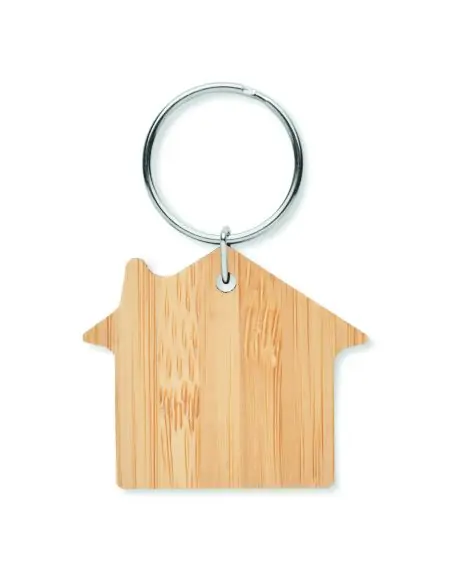 Llavero de bambú con forma de casa Ecológico Personalizado 7MO6979