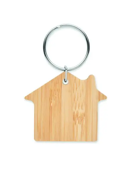 Llavero de bambú con forma de casa Ecológico Personalizado 7MO6979