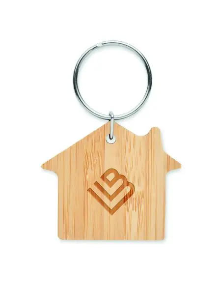 Llavero de bambú con forma de casa Ecológico Personalizado 7MO6979