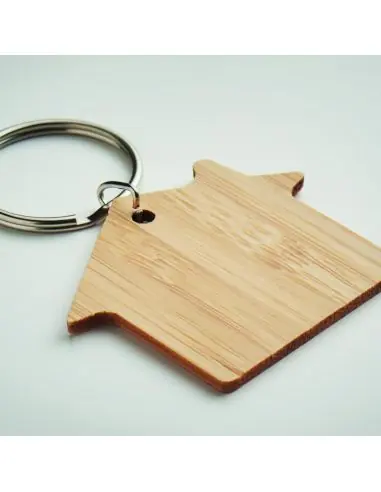 Llavero de bambú con forma de casa Ecológico...