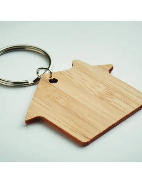 Llavero de bambú con forma de casa Ecológico Personalizado 7MO6979
