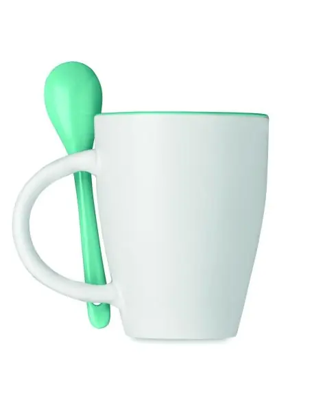 Taza bicolor con cuchara 250 ml Ecológica Personalizada 7MO7344