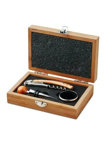 Set de vino en caja de bambú Ecológica Personalizada 7MO8147