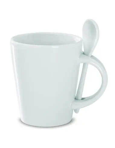 Taza con cuchara de cerámica. Ecológica...