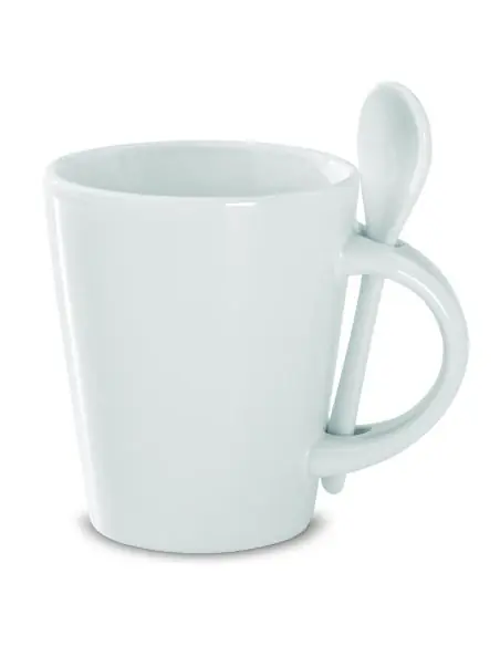 Taza con cuchara de cerámica. Ecológica Personalizada 7MO8442
