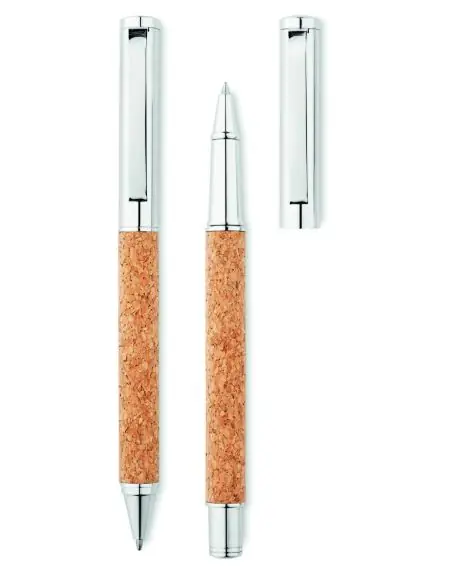 Set bolígrafo y roller corcho Ecológico Personalizado 7MO9678