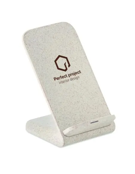 Cargador inalámbrico paja trigo Ecológico Personalizado 7MO9891