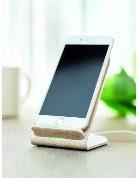 Cargador inalámbrico paja trigo Ecológico Personalizado 7MO9891