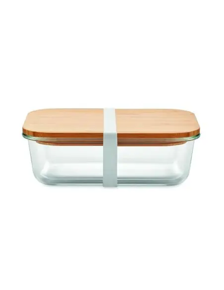 Fiambrera vidrio y tapa bambú Ecológica Personalizada 7MO9962