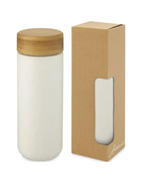 Vaso de cerámica de 300 ml con tapa de bambú Ecológico Personalizado 6100705