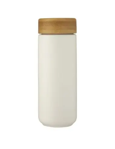 Vaso de cerámica de 300 ml con tapa de bambú...