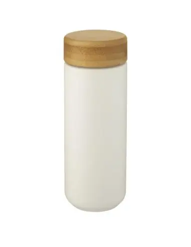 Vaso de cerámica de 300 ml con tapa de bambú...