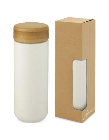 Vaso de cerámica de 300 ml con tapa de bambú Ecológico Personalizado 6100705