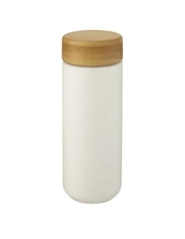 Vaso de cerámica de 300 ml con tapa de bambú...