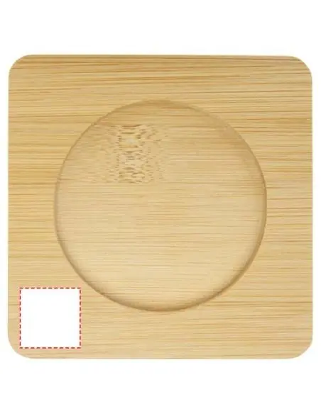 Dos tazas de vidrio de doble pared de 250 ml con posavasos de bambú Ecológica Personalizada 6113315