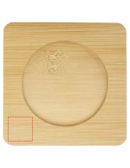 Dos tazas de vidrio de doble pared de 250 ml con posavasos de bambú Ecológica Personalizada 6113315