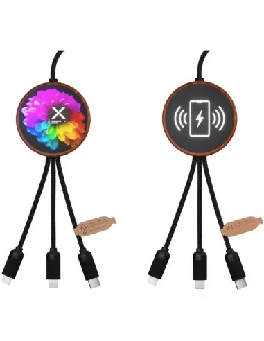 Cable de carga 5 en 1 de PET reciclado con logo...