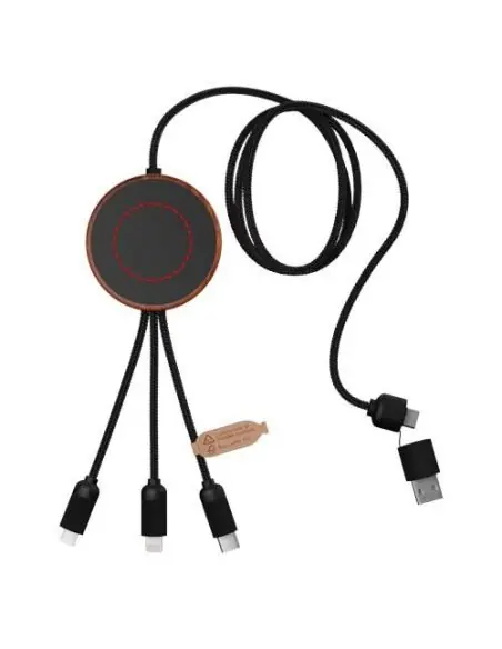 Cable de carga 5 en 1 de PET reciclado con logo retroiluminado y base de carga de 10 W Ecológica Personalizada 62PX073