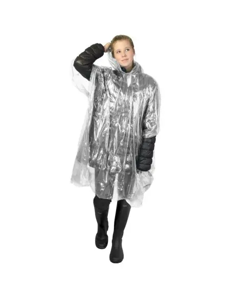 Poncho de lluvia desechable de material reciclado con bolsa de almacenamiento Ecológica Personalizada 6109417