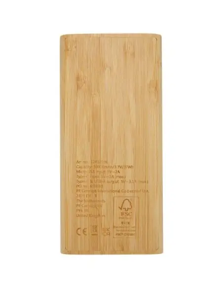 Batería externa de 10,000 mAh de bambú Ecológica Personalizada 6124323