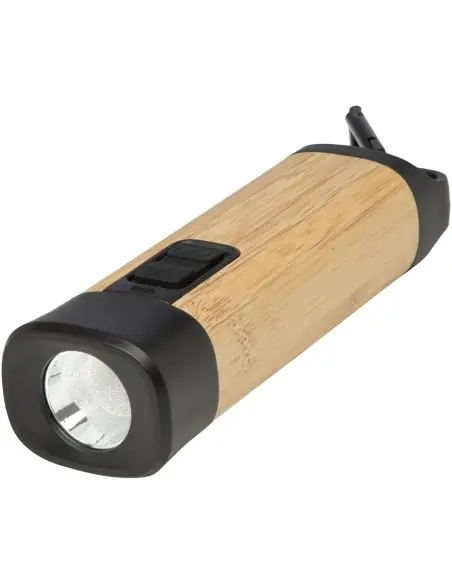 Linterna de plástico reciclado con mosquetón de bambú/RCS Ecológica Personalizada 6104570